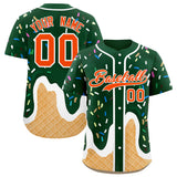 Custom Green Ice Cream Cone Graffiti Pattern Fashion Authentic Baseball Jersey