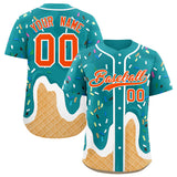 Custom Aqua Ice Cream Cone Graffiti Pattern Fashion Authentic Baseball Jersey