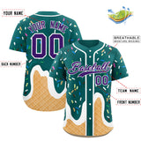 Custom Aqua Ice Cream Cone Graffiti Pattern Fashion Authentic Baseball Jersey