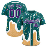 Custom Aqua Ice Cream Cone Graffiti Pattern Fashion Authentic Baseball Jersey