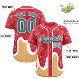 Custom Light Red Ice Cream Cone Graffiti Pattern Fashion Authentic Baseball Jersey