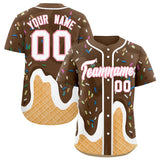 Custom Brown Ice Cream Cone Graffiti Pattern Fashion Authentic Baseball Jersey
