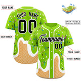 Custom Neon Green Ice Cream Cone Graffiti Pattern Fashion Authentic Baseball Jersey