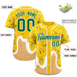 Custom Gold Ice Cream Cone Graffiti Pattern Fashion Authentic Baseball Jersey