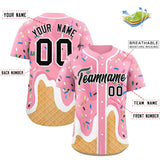 Custom Light Pink Ice Cream Cone Graffiti Pattern Fashion Authentic Baseball Jersey