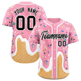 Custom Light Pink Ice Cream Cone Graffiti Pattern Fashion Authentic Baseball Jersey