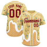 Custom Khaki Ice Cream Cone Graffiti Pattern Fashion Authentic Baseball Jersey