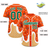 Custom Orange Ice Cream Cone Graffiti Pattern Fashion Authentic Baseball Jersey