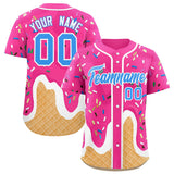 Custom Pink Ice Cream Cone Graffiti Pattern Fashion Authentic Baseball Jersey