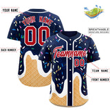 Custom Navy Ice Cream Cone Graffiti Pattern Fashion Authentic Baseball Jersey