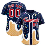 Custom Navy Ice Cream Cone Graffiti Pattern Fashion Authentic Baseball Jersey