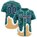 Custom Aqua Ice Cream Cone Graffiti Pattern Fashion Authentic Baseball Jersey