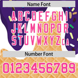 Custom Purple Ice Cream Cone Graffiti Pattern Fashion Authentic Baseball Jersey