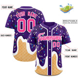 Custom Purple Ice Cream Cone Graffiti Pattern Fashion Authentic Baseball Jersey