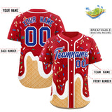 Custom Red Ice Cream Cone Graffiti Pattern Fashion Authentic Baseball Jersey