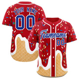Custom Red Ice Cream Cone Graffiti Pattern Fashion Authentic Baseball Jersey