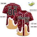 Custom Crimson Ice Cream Cone Graffiti Pattern Fashion Authentic Baseball Jersey