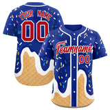 Custom Royal Ice Cream Cone Graffiti Pattern Fashion Authentic Baseball Jersey