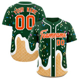 Custom Green Ice Cream Cone Graffiti Pattern Fashion Authentic Baseball Jersey