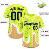 Custom Fluorescent Green Ice Cream Cone Graffiti Pattern Fashion Authentic Baseball Jersey