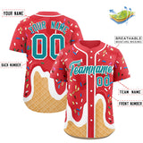 Custom Light Red Ice Cream Cone Graffiti Pattern Fashion Authentic Baseball Jersey