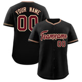 Custom Black Crimson-Khaki Classic Personalized Baseball Sports Uniform