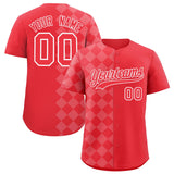 Custom Light Red Rhombus Design Authentic Baseball Jersey