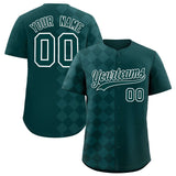 Custom Midnight Green Rhombus Design Authentic Baseball Jersey