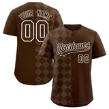 Custom Brown Rhombus Design Authentic Baseball Jersey
