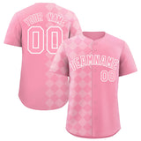 Custom Light Pink Rhombus Design Authentic Baseball Jersey