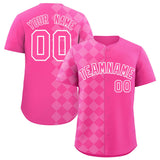 Custom Pink Rhombus Design Authentic Baseball Jersey
