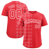 Custom Light Red Rhombus Design Authentic Baseball Jersey