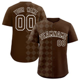 Custom Brown Rhombus Design Authentic Baseball Jersey