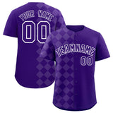 Custom Purple Rhombus Design Authentic Baseball Jersey