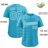 Custom Sky Blue Rhombus Design Authentic Baseball Jersey