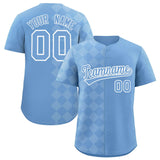 Custom Powder Blue Rhombus Design Authentic Baseball Jersey
