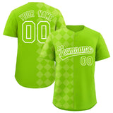 Custom Neon Green Rhombus Design Authentic Baseball Jersey