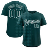 Custom Midnight Green Rhombus Design Authentic Baseball Jersey
