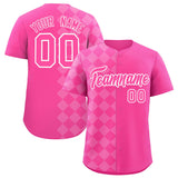 Custom Pink Rhombus Design Authentic Baseball Jersey