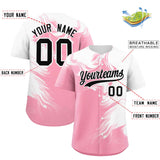 Custom White Light Pink Personalized Ink Pattern Authentic Baseball Jersey