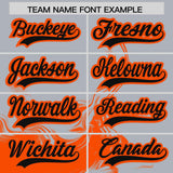 Custom Gray Orange Personalized Ink Pattern Authentic Baseball Jersey