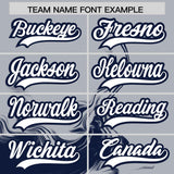 Custom Gray Navy Personalized Ink Pattern Authentic Baseball Jersey