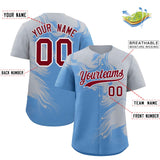 Custom Gray Powder Blue Personalized Ink Pattern Authentic Baseball Jersey