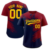 Custom Crimson Navy Personalized Ink Pattern Authentic Baseball Jersey