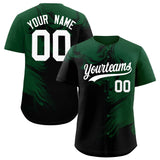 Custom Green Black Personalized Ink Pattern Authentic Baseball Jersey