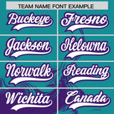 Custom Aqua Purple Personalized Ink Pattern Authentic Baseball Jersey