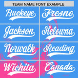 Custom Powder Blue Pink Personalized Ink Pattern Authentic Baseball Jersey