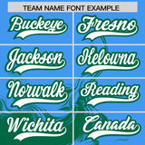 Custom Powder Blue Kelly Green Personalized Ink Pattern Authentic Baseball Jersey