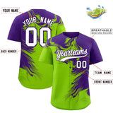 Custom Purple Neon Green Personalized Ink Pattern Authentic Baseball Jersey