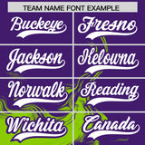 Custom Purple Neon Green Personalized Ink Pattern Authentic Baseball Jersey